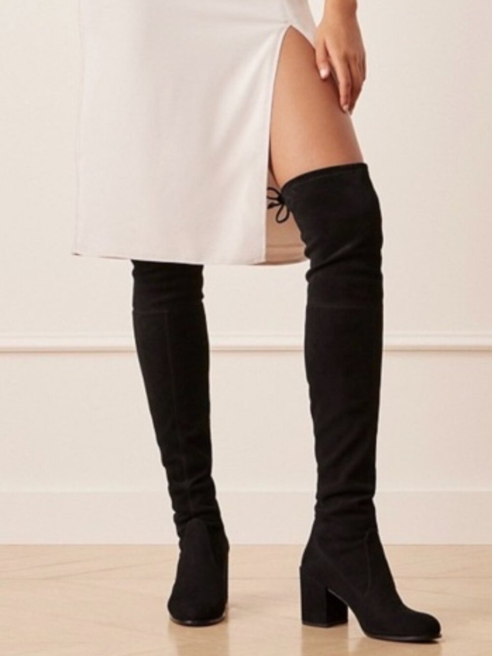 Stuart Weitzman Hinterland Over the Knee Boots Black Suede Women's Size 7